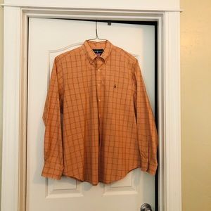 Ralph Lauren button down L Orange plaid